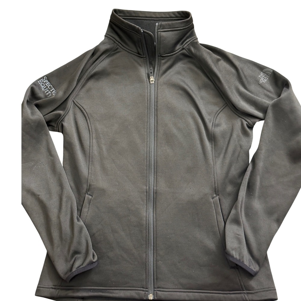 The North Face Womens Black Full Zip Fleece Jacket Spectrum Equity Logo Large